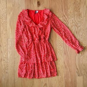 Red Floral Long Sleeve Blouse